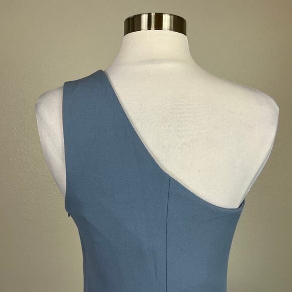 Sachin & Babi One Shoulder Long Column Evening Gown Slate Blue Size 12 Dress - Picture 9 of 12